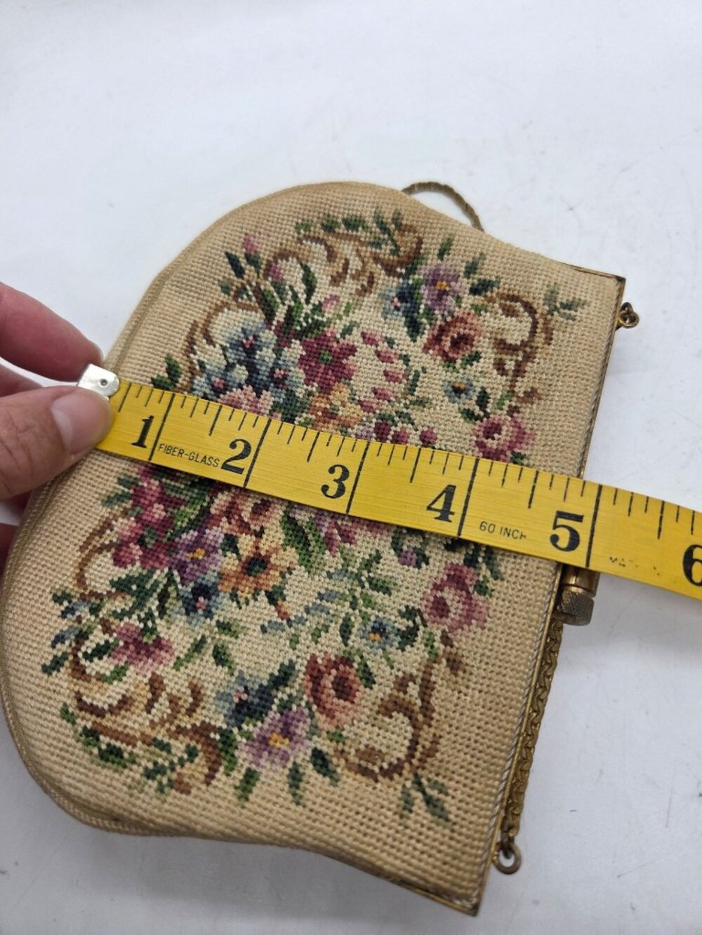 Antiq Jolle Original Floral Petie Point Needlepoint Clutch Purse Austria - Picture 5 of 9